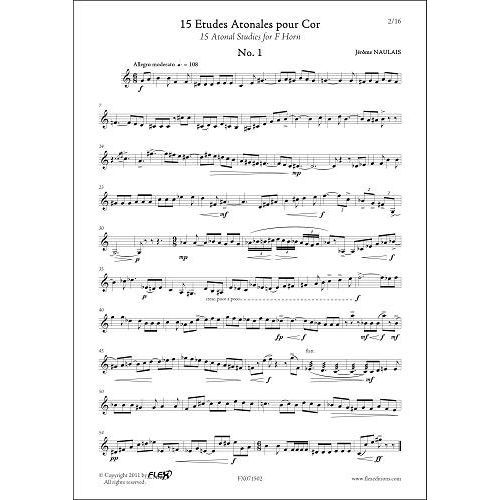 FLEX EDITIONS NAULAIS J. - 15 ETUDES ATONALES - COR SOLO