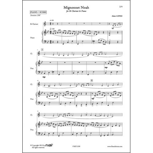 FLEX EDITIONS LOPEZ A. - MIGNONNET NOAH - CLARINET AND PIANO
