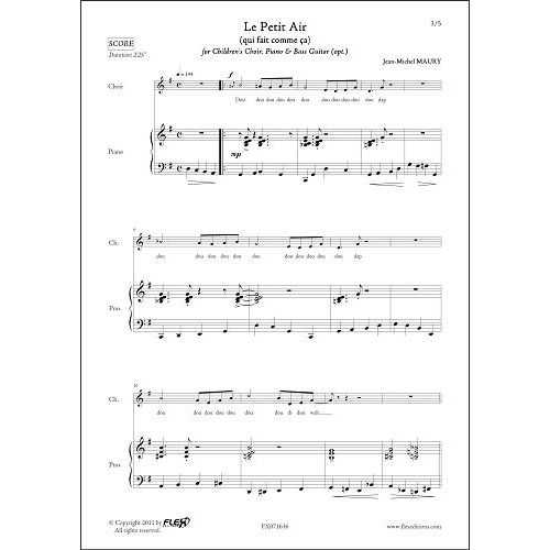 FLEX EDITIONS MAURY J.-M. - LE PETIT AIR - CHILDREN'S CHOIR AND PIANO