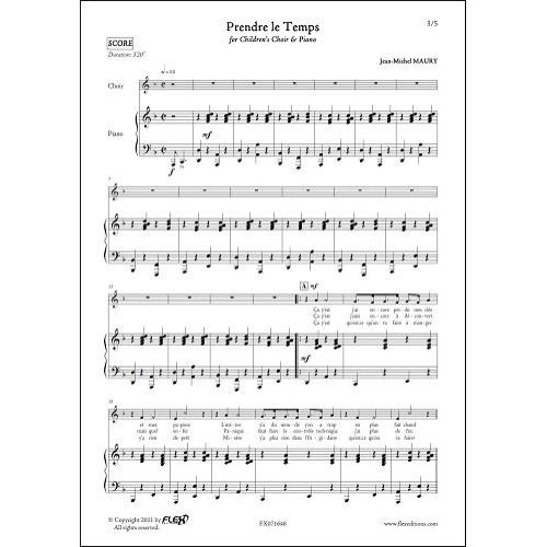 FLEX EDITIONS MAURY J.-M. - PRENDRE LE TEMPS - CHORALE D'ENFANTS ET PIANO