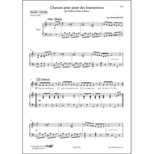 FLEX EDITIONS MAURY J.-M. - CHANSON POUR JOUER DES INSTRUMENTS - CHORALE D'ENFANTS ET PIANO