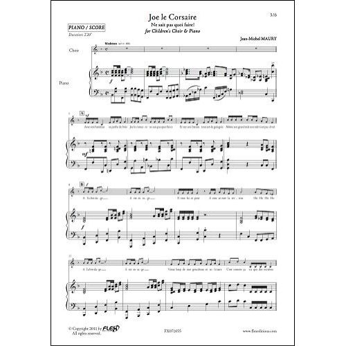 FLEX EDITIONS MAURY J.-M. - JOE LE CORSAIRE - CHORALE D'ENFANTS ET PIANO