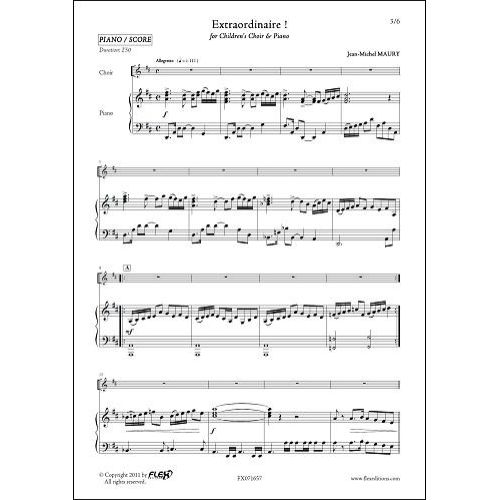 FLEX EDITIONS MAURY J.-M. - EXTRAORDINAIRE ! - CHILDREN'S CHOIR AND PIANO