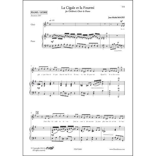 FLEX EDITIONS MAURY J.-M. - LA CIGALE ET LA FOURMI - CHILDREN'S CHOIR AND PIANO