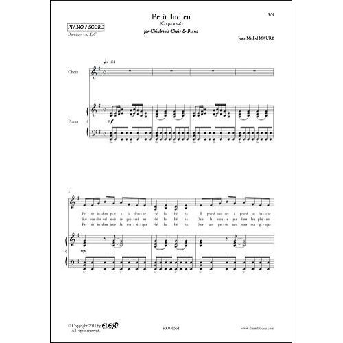 FLEX EDITIONS MAURY J.-M. - PETIT INDIEN - CHILDREN'S CHOIR AND PIANO