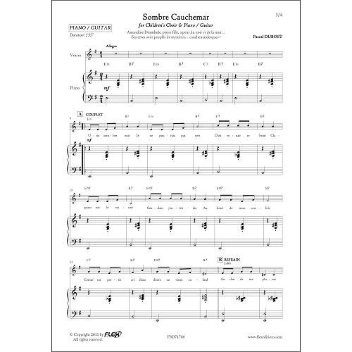 FLEX EDITIONS DUBOST P. - SOMBRE CAUCHEMAR - CHORALE D'ENFANTS ET PIANO OU GUITARE