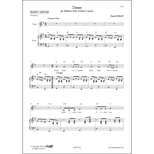 FLEX EDITIONS DUBOST P. - DANSE - CHORALE D'ENFANTS ET PIANO OU GUITARE