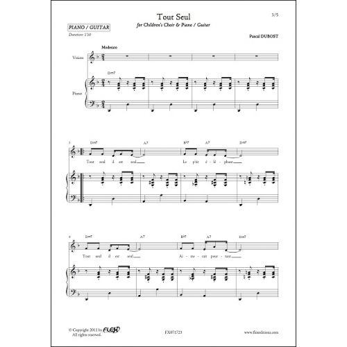 FLEX EDITIONS DUBOST P. - TOUT SEUL - CHILDREN'S CHOIR AND PIANO OR GUITAR