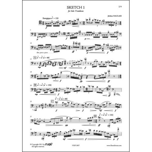 FLEX EDITIONS NAULAIS J. - SKETCH 1 - SOLO TROMBONE