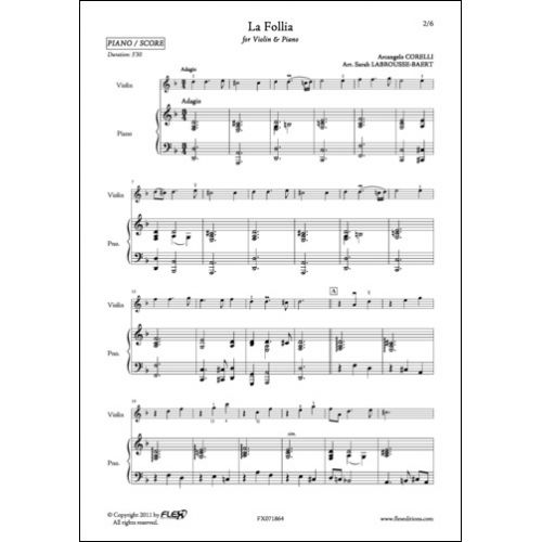 FLEX EDITIONS CORELLI A. - LA FOLLIA - VIOLIN AND PIANO
