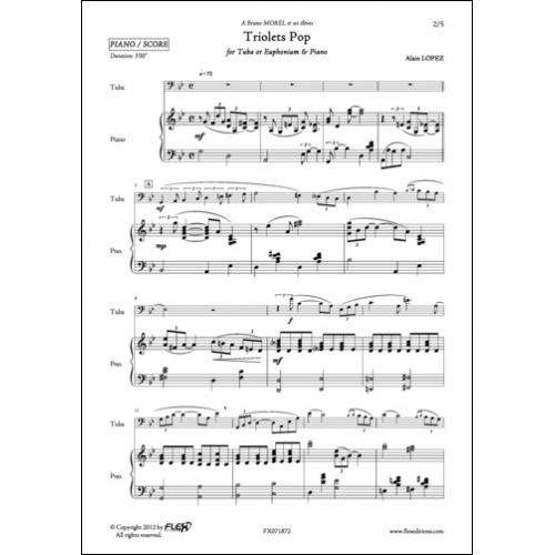 FLEX EDITIONS LOPEZ A. - TRIOLETS POP - EUPHONIUM ET PIANO