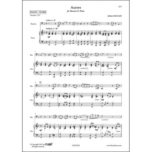 FLEX EDITIONS NAULAIS J. - AURORE - BASSOON AND PIANO