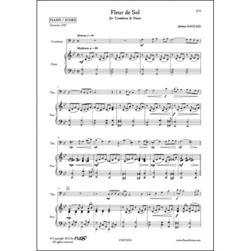 FLEX EDITIONS NAULAIS J. - FLEUR DE SOL - TROMBONE AND PIANO
