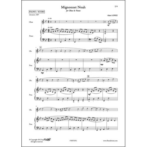 FLEX EDITIONS LOPEZ A. - MIGNONNET NOAH - OBOE AND PIANO