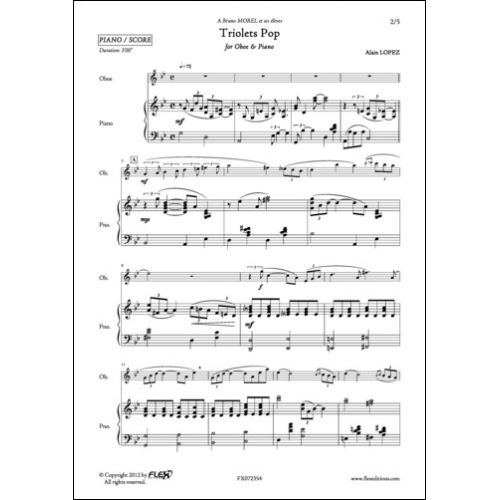 FLEX EDITIONS LOPEZ A. - TRIOLETS POP - OBOE AND PIANO