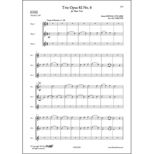 FLEX EDITIONS REICHA A. - TRIO OPUS 82 NO. 6 - TRIO DE FLUTES