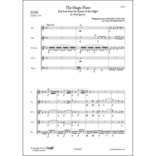 FLEX EDITIONS MOZART W. A. - LA FLUTE ENCHANTEE - 2E AIR DE LA REINE DE LA NUIT - QUINTETTE A VENT