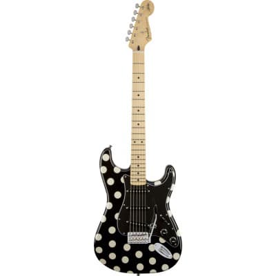 Fender Buddy Guy Polka Dot Stratocaster Touche Erable Black / White Dots
