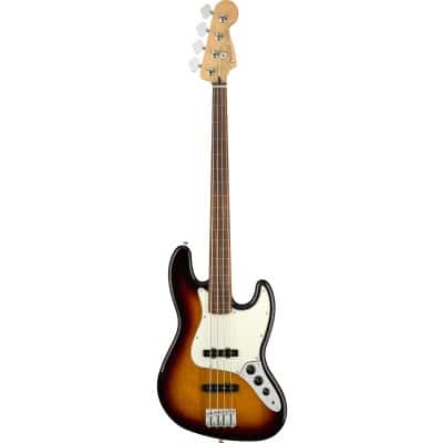 MEXICAN PLAYER JAZZ BASS FRETLESS PF, 3-COLOR SUNBURST