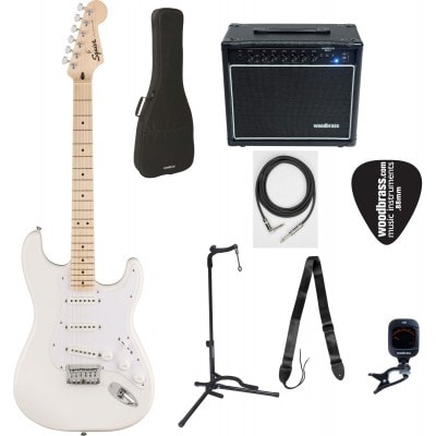 SQUIER PACK COMPLET SONIC STRATOCASTER HT MN WHITE PICKGUARD ARCTIC WHITE