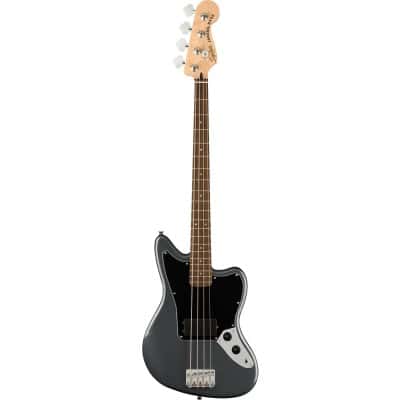 SQUIER BY FENDER AFFINITY  JAGUAR BASS H LRL, BLACK PICKGUARD, CHARCOAL FROST METALLIC