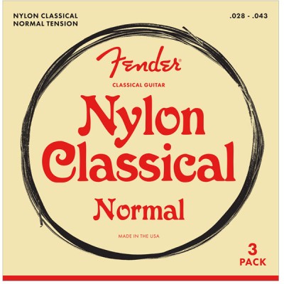 NYLON ACOUSTIC STRINGS, 100 CLEAR/SILVER, TIE END, GAUGES .028-.043, 3-PACK