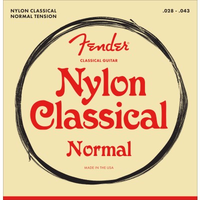 FENDER NYLON ACOUSTIC STRINGS, 100 CLEAR/SILVER, TIE END, GAUGES .028-.043, (6)