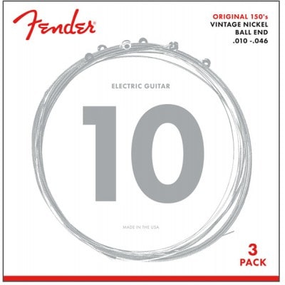 Fender Original 150, Pure Nickel Wound, à Boule, 150l .010-.046, 3-pack