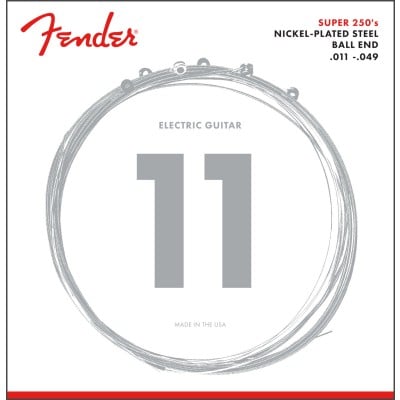 SUPER 250 GUITAR STRINGS, NICKEL PLATED STEEL, BALL END, 250M GAUGES .011-.049, (6)