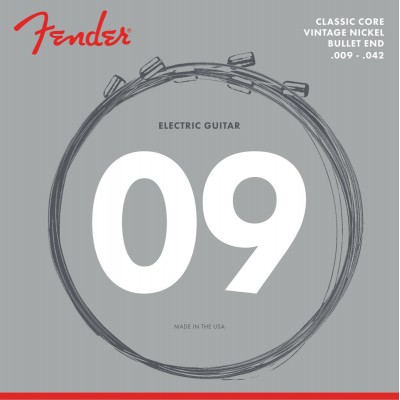 FENDER CLASSIC CORE ELECTRIC GUITAR STRINGS, 3155L, VINTAGE NICKEL, BULLET ENDS (.009-.042)