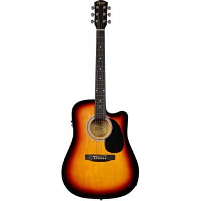 SQUIER SA-105CE, DREADNOUGHT CUTAWAY, STAINED HARDWOOD FINGERBOARD, SUNBURST