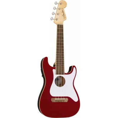 FULLERTON STRAT UKE WN WHITE PICKGUARD CANDY APPLE RED