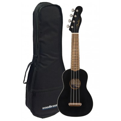 Venice Uke Soprano Wn Black + Housse