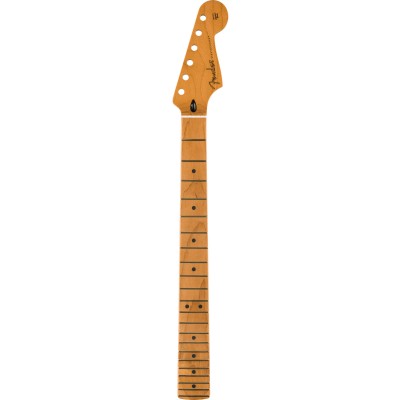 FENDER SATIN ROASTED MAPLE STRATOCASTER NECK, 22 JUMBO FRETS, 12", FLAT OVAL SHAPE
