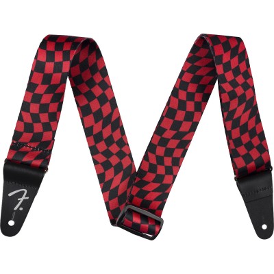 Wavy Checkerboard Polyester Strap, Red