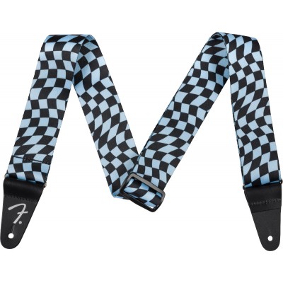 Wavy Checkerboard Polyester Strap, Blue