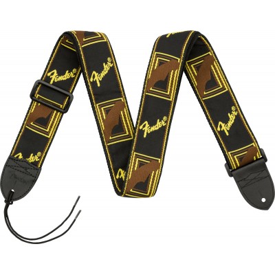 FENDER 2 MONOGRAMMED STRAP, BLACK/YELLOW/BROWN