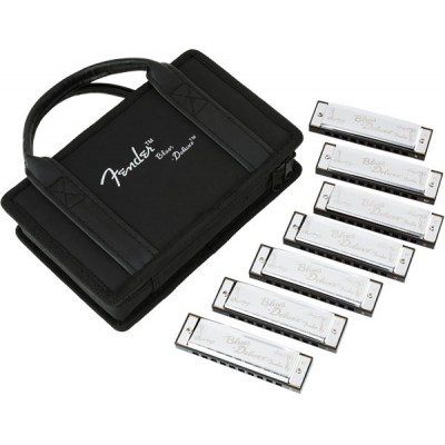 BLUES DELUXE HARMONICA PACK OF 7 WITH CASE