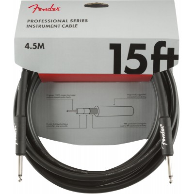 PROFESSIONAL INSTRUMENT CABLE, STRAIGHT/STRAIGHT, 15', BLACK