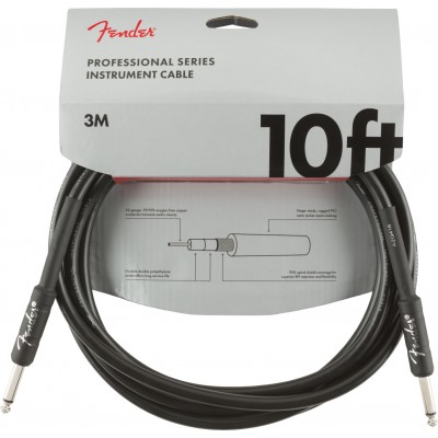 PROFESSIONAL INSTRUMENT CABLE, STRAIGHT/STRAIGHT, 10', BLACK
