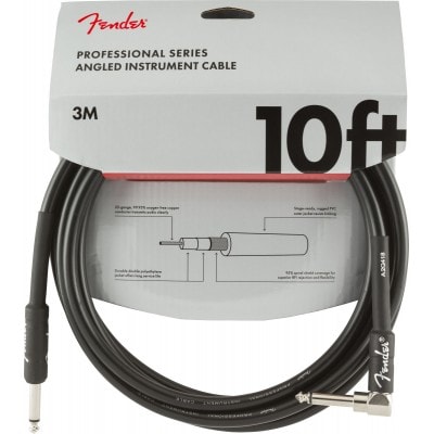 PROFESSIONAL INSTRUMENT CABLE, STRAIGHT-ANGLE, 10', BLACK