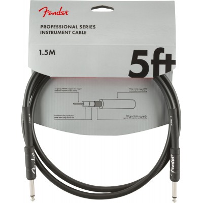 FENDER PROFESSIONAL INSTRUMENT CABLE, STRAIGHT/STRAIGHT, 5', BLACK