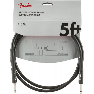 Professional Instrument Cable, Straight/Straight, 5', Black