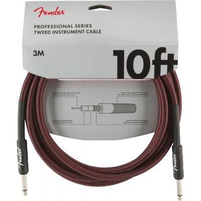 FENDER 3M PROFESSIONAL SERIES INSTRUMENT CABLES 10' RED TWEED