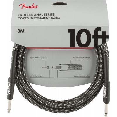 PROFESSIONAL INSTRUMENT CABLES, 10', GRAY TWEED