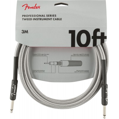 PROFESSIONAL INSTRUMENT CABLE, 10', WHITE TWEED