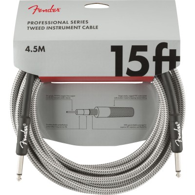 FENDER 4,5M PROFESSIONAL SERIES INSTRUMENT CABLE 15' WHITE TWEED