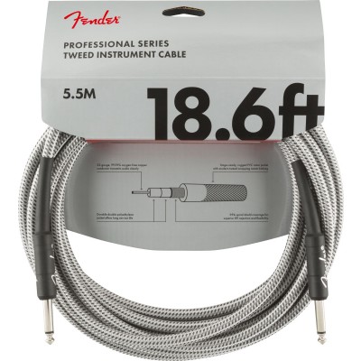 FENDER 5,5M PROFESSIONAL SERIES INSTRUMENT CABLE 18.6' WHITE TWEED