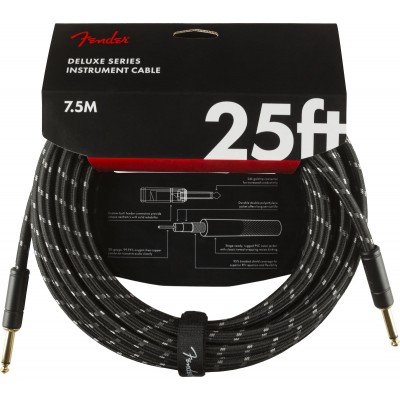 Deluxe Instrument Cable, Straight/Straight, 25', Black Tweed