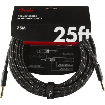 DELUXE INSTRUMENT CABLE, STRAIGHT/STRAIGHT, 25', BLACK TWEED